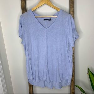 Tahari Light Blue V-Neck Blouse